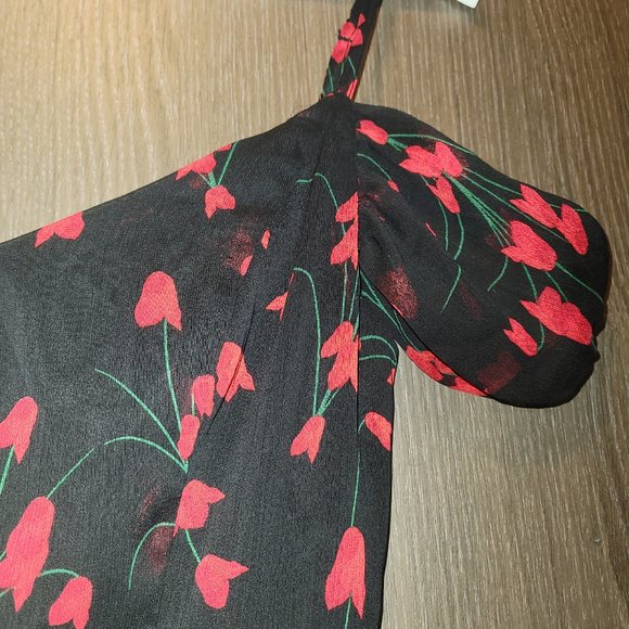 Dynamite - Off Shoulder Black Mini-dress w/ Roses (X-small) - Picture 3 of 4